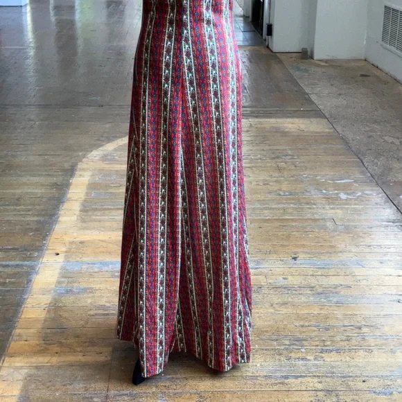 70s handcrafted polyester maxi dress - Picture 2 of 14